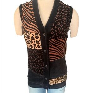 Vintage animal print long vest